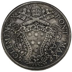 PAPAL STATES: Clement X, 1670-1676, AR piastra, 1675-R. NGC EF45