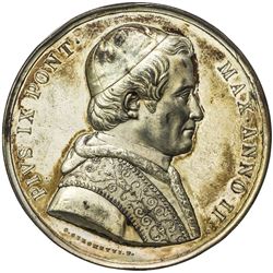 PAPAL STATES: Pius IX, 1846-1878, silvered AE medal, 1847. AU
