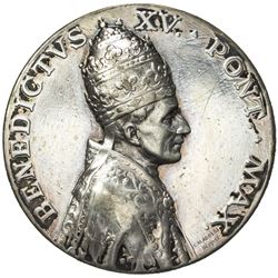 VATICAN: Benedict XV, 1914-1922, AR medal, ND. VF-EF