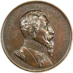 ITALY: AE medal, 1886, 65mm, by Speranza, Italian infantry unit "Bersaglieri" 50th anniversary, EF