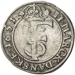 NORWAY: Frederik III, 1648-1670, AR 2 mark, 1651 (b). F-VF