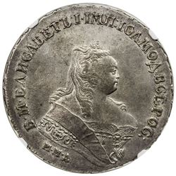 RUSSIAN EMPIRE: Elizabeth, 1741-1761, AR rouble, 1747. NGC MS61