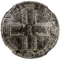 RUSSIAN EMPIRE: Paul I, 1796-1801, AR rouble, 1801-CM. NGC AU58