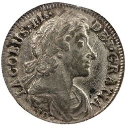 SCOTLAND: James VII, 1685-1688, AR 10 shillings, 1687. NGC EF45