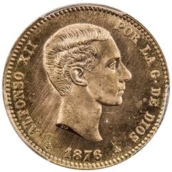 SPAIN: Alfonso XII, 1874-1885, AV 25 pesetas, 1876