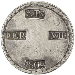 CATALONIA: Fernando VII, 1808-1833, AR 5 pesetas, Tarragona, 1809. VF