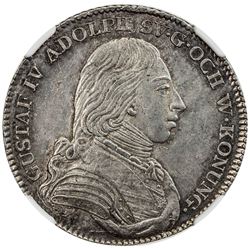 SWEDEN: Gustav IV Adolph, 1792-1809, AR 1/3 riksdaler, 1800. AU58