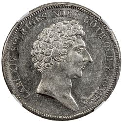 SWEDEN: Carl XIV Johan, 1818-1844, AR 1/2 riksdaler, 1839. AU58