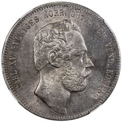 SWEDEN: Carl XV, 1859-1872, AR riksdaler species, 1865. MS62