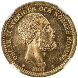 SWEDEN: Oscar II, 1872-1907, AV 20 kronor, 1885. MS65