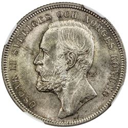 SWEDEN: Oscar II, 1872-1907, AR krona, 1903. MS63