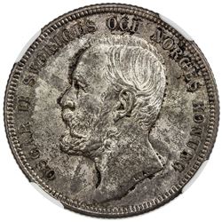 SWEDEN: Oscar II, 1872-1907, AR krona, 1904. MS63