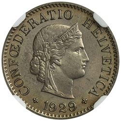 SWITZERLAND: 5 rappen, 1929-B. NGC SP
