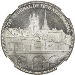 SWITZERLAND: AR 5 francs, 1876. NGC MS65