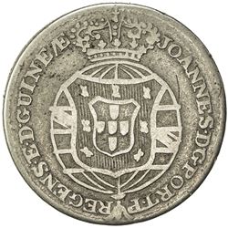 ANGOLA: Joao, regent, 1799-1816, white-metal 1/4 macuta (6.70g), 1814. F