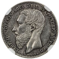 BELGIAN CONGO: Leopold II, 1885-1909, AR 50 centimes, 1887, KM-5, NGC graded MS63