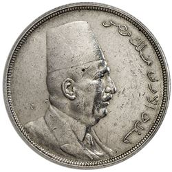 EGYPT: Fuad, as King, 1922-1936, AR 20 qirsh, 1923-H/AH1341. PCGS AU
