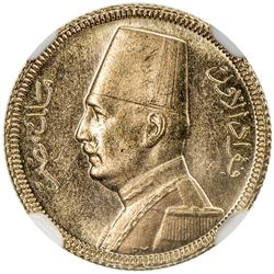 EGYPT: Fuad, as King, 1922-1936, AV 20 qirsh, 1930/AH1349. NGC MS65