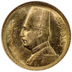 EGYPT: Fuad, as King, 1922-1936, AV 20 qirsh, 1930/AH1349. NGC MS65
