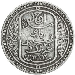TUNISIA: Ahmad Bey, 1929-1942, AR 10 francs, Paris, 1933//AH1352. EF