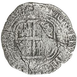 BOLIVIA: Felipe IV, 1621-1665, AR cob 8 reales (22.00g), Potosi, 1654 (4 over 3). VF