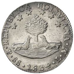 BOLIVIA: AR 8 soles, 1834. AU