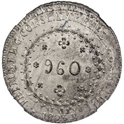 BRAZIL: Pedro I, 1822-1831, AR 960 reis, 1823-R. NGC MS63