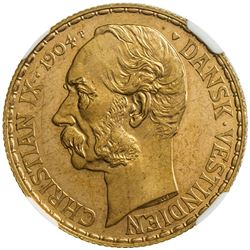 DANISH WEST INDIES: Christian IX, 1863-1906, AV 10 daler, 1904. NGC MS63