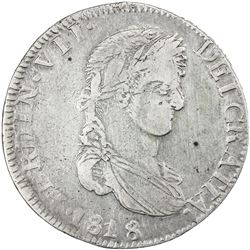 MEXICO: Fernando VII, 1808-1821, AR 8 reales (26.1g), 1818-Zs, KM-111.5, VF