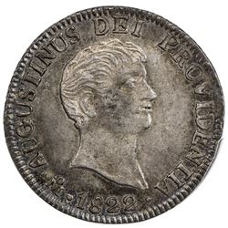MEXICO: Augustin I Iturbide, 1822-1823, AR 2 reales, 1822-Mo. PCGS AU58