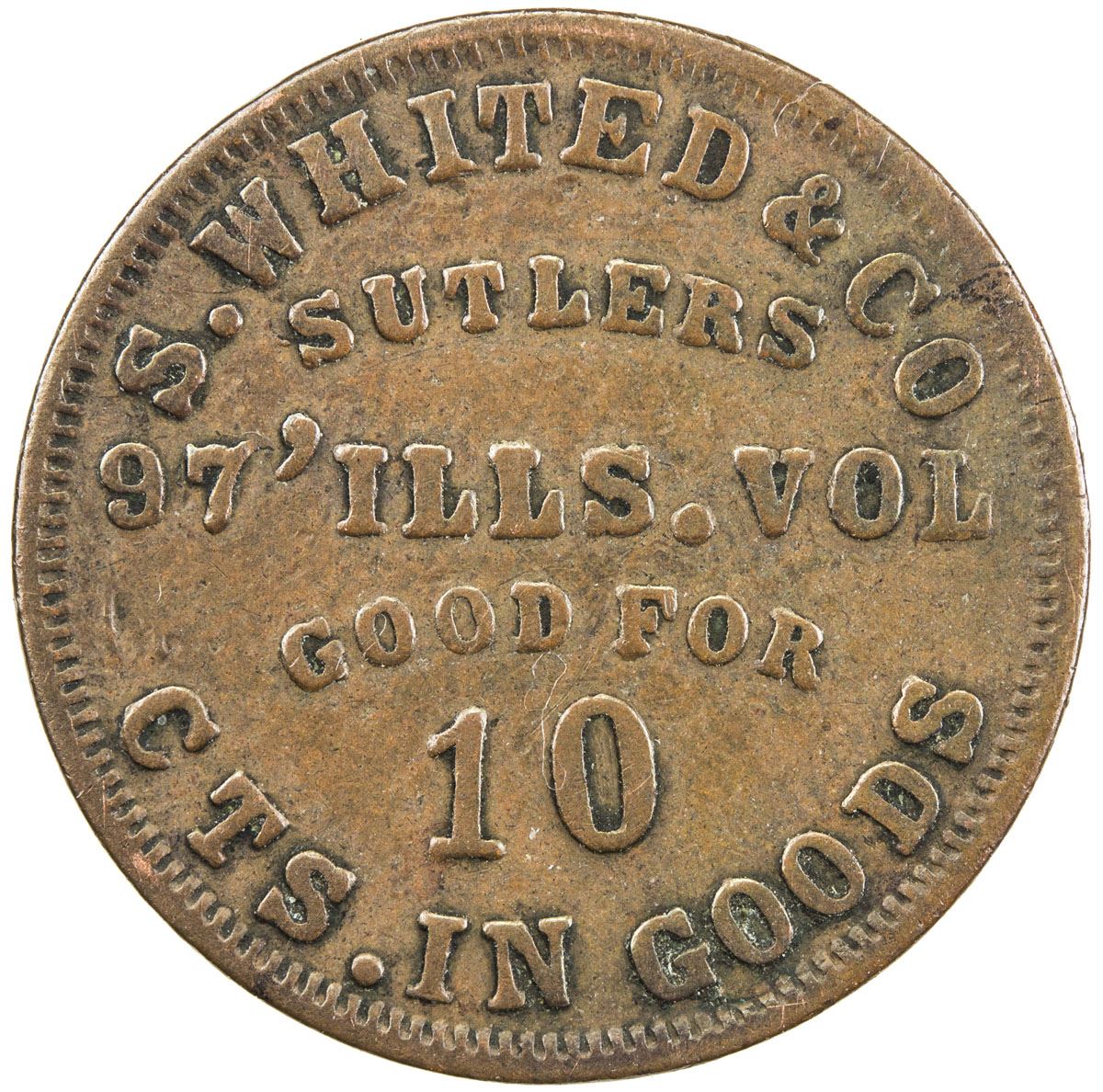 UNITED STATES:, 1862, Civil War Sutler Token. F-VF - Stephen Album Rare ...