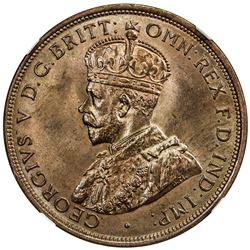 AUSTRALIA: George V, 1910-1936, AE penny, 1919(m). NGC MS65