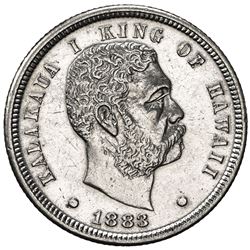 HAWAII: Kalakaua, 1874-1891, AR dime (umi keneta), 1883. AU