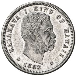 HAWAII: Kalakaua, 1874-1891, AR dime (umi keneta), 1883. AU