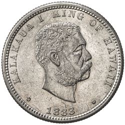 HAWAII: Kalakaua, 1874-1891, AR quarter (hapaha), 1883. AU