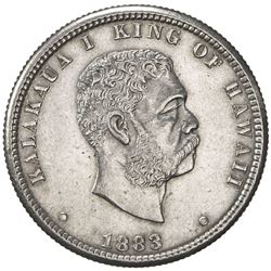 HAWAII: Kalakaua, 1874-1891, AR quarter (hapaha), 1883. AU