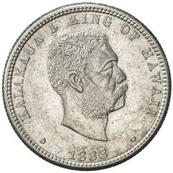 HAWAII: Kalakaua, 1874-1891, AR quarter (hapaha), 1883. AU
