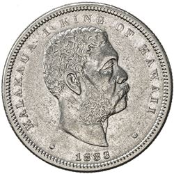 HAWAII: Kalakaua, 1874-1891, AR half dollar (hapalua), 1883. VF