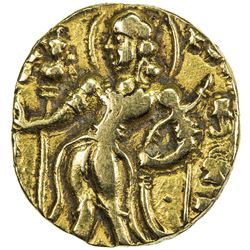GUPTA: Kumaragupta I, ca. 409-452, AV dinar (7.90g). VF