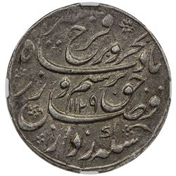 MUGHAL: Farrukhsiyar, 1713-1719, AR rupee, Shahjahanabad, AH1129 year 6. NGC AU55