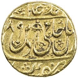 MUGHAL: Shah Alam II, 1759-1806, AV mohur (10.69g), Shahjahanabad, AH1189 year 17. VF