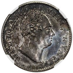 BRITISH INDIA: William IV, 1830-1837, AR 1/2 rupee, 1835(c). NGC PF64