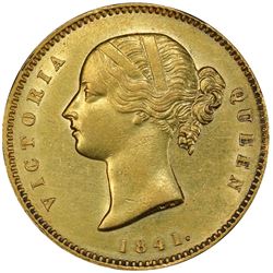 BRITISH INDIA: Victoria, Queen, 1837-1876, AV mohur, 1841. PCGS AU