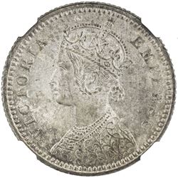 BRITISH INDIA: Victoria, Empress, 1876-1901, AR 1/4 rupee, 1886-C. NGC MS65