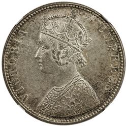 BRITISH INDIA: Victoria, Empress, 1876-1901, AR rupee, 1890-B. NGC MS62