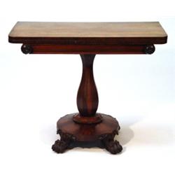 Regency rosewood tea table, the folding top…