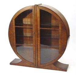 Circular mahogany Art Deco china cabinet, f…