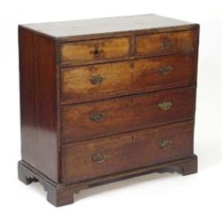Early 19th century oak chest, the caddy top…