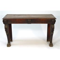 Victorian carved oak serving table, the top…