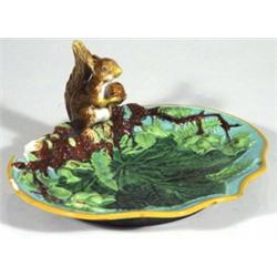 Victorian Majolica dish relief modeled with…